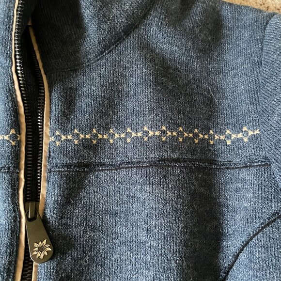 Alp-n-Rock Kitz Fleece Jacket Full Zip Blue Ski Embroidered Cross Stitch Patch - Picture 9 of 16